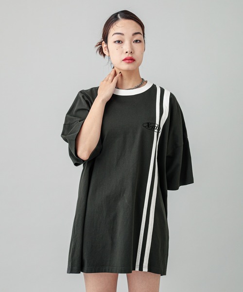 BOX LOGO AND FACE S/S BIG TEE DRESS（ワンピース）｜X-girl