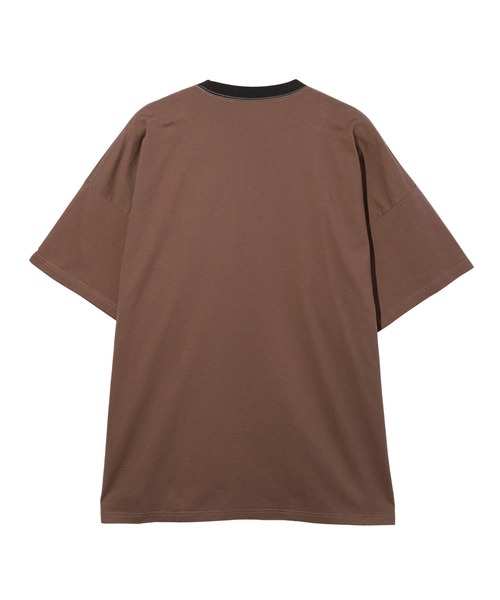 X-girl（エックスガール）の「DOUBLE STRIPE S/S BIG TEE DRESS（ワンピース・レディース・ホワイト/ブラウン/チャコール・S/M）」の5枚目の写真