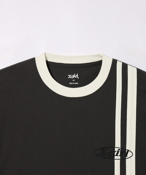 X-girl（エックスガール）の「DOUBLE STRIPE S/S BIG TEE DRESS（ワンピース・レディース・ホワイト/ブラウン/チャコール・S/M）」の7枚目の写真