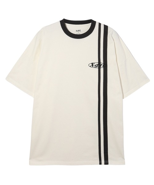X-girl（エックスガール）の「DOUBLE STRIPE S/S BIG TEE DRESS（ワンピース・レディース・ホワイト/ブラウン/チャコール・S/M）」の10枚目の写真