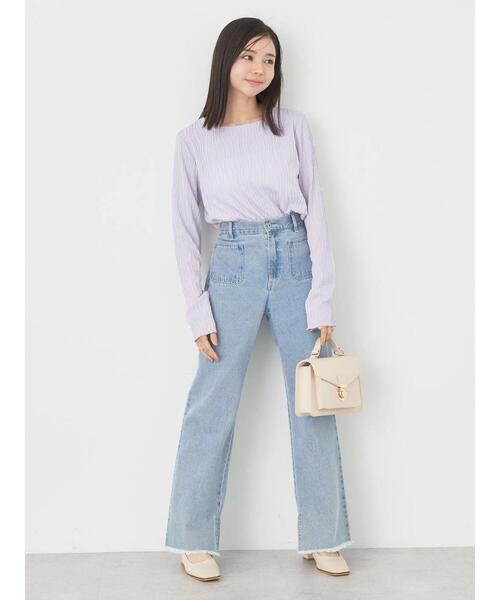 earth music&ecology(アースミュージックアンドエコロジー)の「うねうねプルオーバー(Tシャツ/カットソー・レディース・イエロー/ラベンダー/アイボリー/ブラック・FREE)」の10枚目の写真