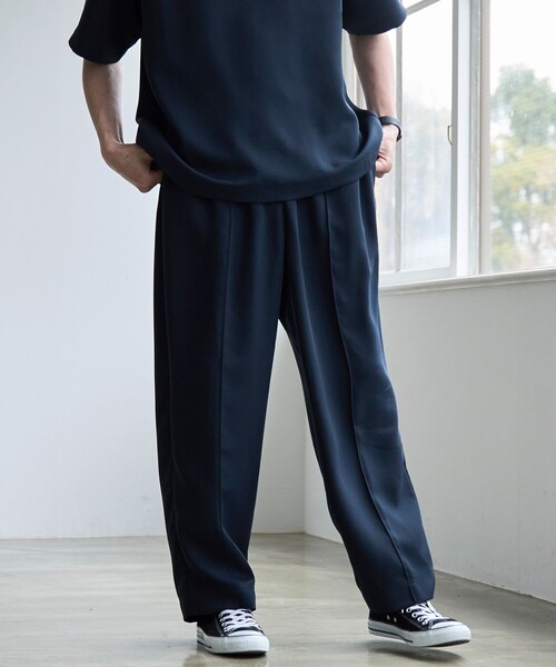 coen(コーエン)の「【RONEL】フクレ2重織イージーワイドパンツ(その他パンツ・メンズ・ブラック/ネイビー・L/M/S)」の3枚目の写真