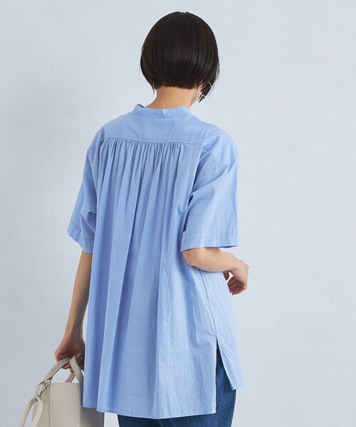 green label relaxing（グリーンレーベルリラクシング）の「［size SHORTあり］クラフト 5分袖 ブラウス（シャツ/ブラウス・レディース・ホワイト/ブラック/ライトブルー/ブラウン・SHORT/FREE）」の6枚目の写真