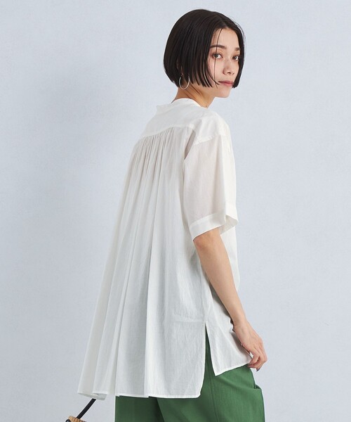 green label relaxing（グリーンレーベルリラクシング）の「［size SHORTあり］クラフト 5分袖 ブラウス（シャツ/ブラウス・レディース・ホワイト/ブラック/ライトブルー/ブラウン・SHORT/FREE）」の9枚目の写真