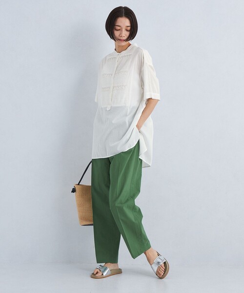 green label relaxing（グリーンレーベルリラクシング）の「［size SHORTあり］クラフト 5分袖 ブラウス（シャツ/ブラウス・レディース・ホワイト/ブラック/ライトブルー/ブラウン・SHORT/FREE）」の10枚目の写真