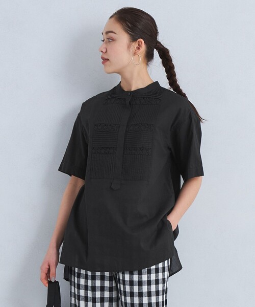 green label relaxing（グリーンレーベルリラクシング）の「［size SHORTあり］クラフト 5分袖 ブラウス（シャツ/ブラウス・レディース・ホワイト/ブラック/ライトブルー/ブラウン・SHORT/FREE）」の13枚目の写真