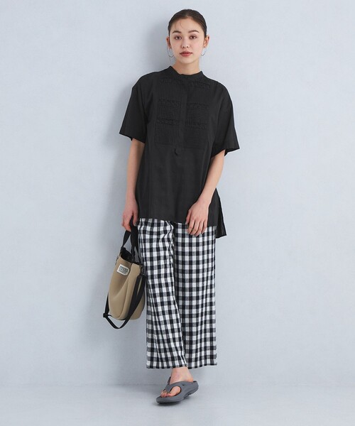 green label relaxing（グリーンレーベルリラクシング）の「［size SHORTあり］クラフト 5分袖 ブラウス（シャツ/ブラウス・レディース・ホワイト/ブラック/ライトブルー/ブラウン・SHORT/FREE）」の14枚目の写真