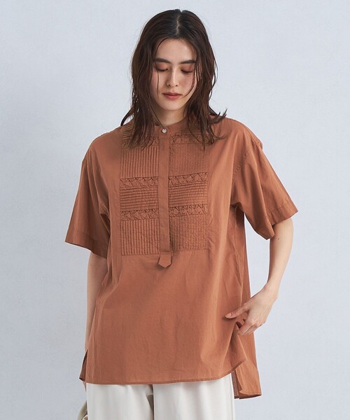 green label relaxing（グリーンレーベルリラクシング）の「［size SHORTあり］クラフト 5分袖 ブラウス（シャツ/ブラウス・レディース・ホワイト/ブラック/ライトブルー/ブラウン・SHORT/FREE）」の17枚目の写真