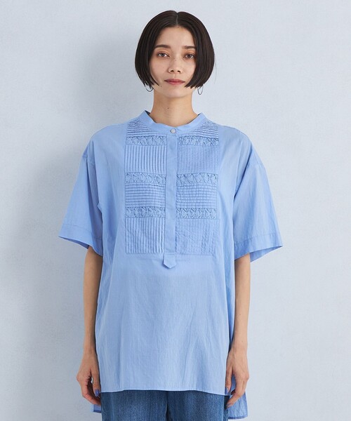 green label relaxing（グリーンレーベルリラクシング）の「［size SHORTあり］クラフト 5分袖 ブラウス（シャツ/ブラウス・レディース・ホワイト/ブラック/ライトブルー/ブラウン・SHORT/FREE）」の19枚目の写真