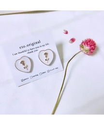 【eto】ハート お花 カボションピアス(MA)