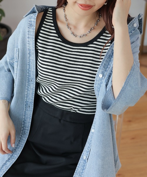 LEPSIM（レプシィム）の「アソート2WAYリブタンク　987480（タンクトップ・レディース・ブラック系その他/チャコールグレー/ブルー/アイボリー/ブルー系その他/グリーン・LARGE/MEDIUM）」の3枚目の写真