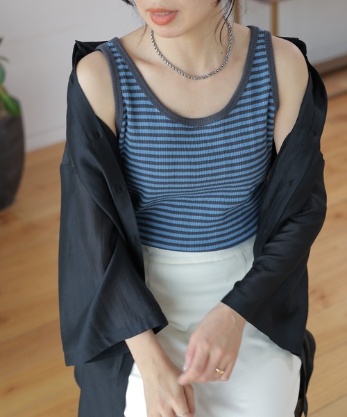 LEPSIM（レプシィム）の「アソート2WAYリブタンク　987480（タンクトップ・レディース・ブラック系その他/チャコールグレー/ブルー/アイボリー/ブルー系その他/グリーン・LARGE/MEDIUM）」の6枚目の写真