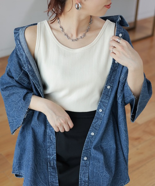 LEPSIM（レプシィム）の「アソート2WAYリブタンク　987480（タンクトップ・レディース・ブラック系その他/チャコールグレー/ブルー/アイボリー/ブルー系その他/グリーン・LARGE/MEDIUM）」の2枚目の写真