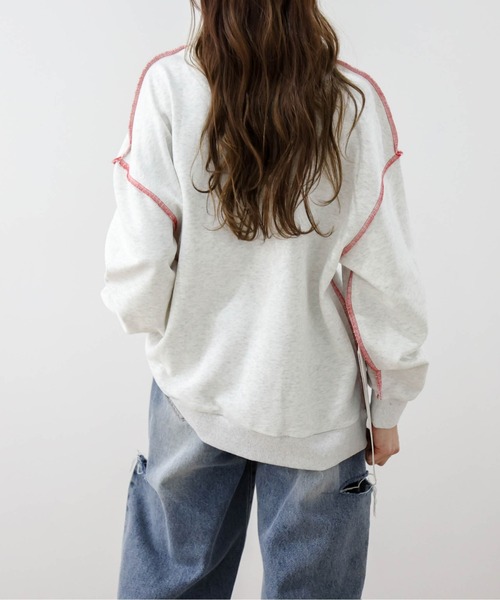 Lajour（ラジュール）の「[日本製]ハート刺繍配色ステッチスウェット（スウェット・レディース・オートミール/グレー/ブラック・フリー）」の19枚目の写真