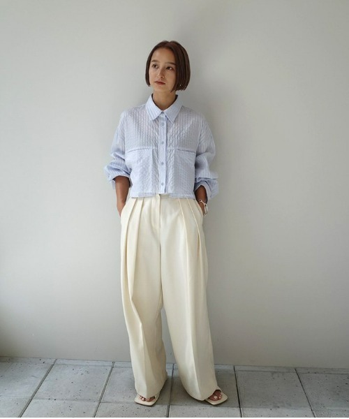 TODAYFUL（トゥデイフル）の「タックツイルトラウザース（その他パンツ・レディース・ブラック/クリーム/キナリ・36inch/38inch）」の8枚目の写真