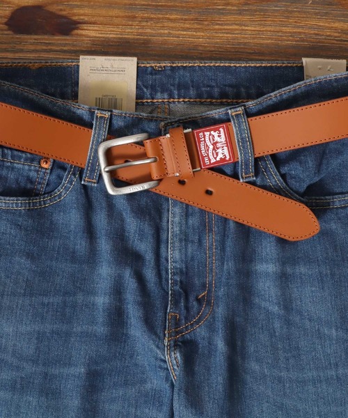 セール】Levi's/リーバイス 35mm 本革 ステッチ 帆型シルバーバックル