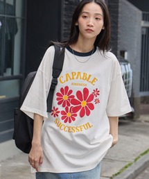 MONO-MART | モチーフプリントTシャツ/FLOWER&HEART(Tシャツ/カットソー)