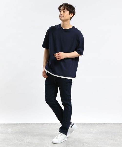 GLOBAL WORK Smile Seed Store（グローバルワーク スマイルシードストア）の「ジョーゼットTレイヤード半袖/993339（Tシャツ/カットソー・メンズ・アイボリー/グレイッシュベージュ/ネイビー/ブラック・MEDIUM/SMALL/X-LARGE/LARGE）」の14枚目の写真