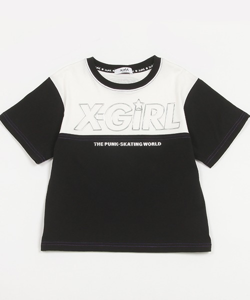 X-girl Stages（エックスガールステージス）の「メタリックロゴ配色半袖Tシャツ（Tシャツ/カットソー・キッズ・ブラック/パープル/レッド・80ｃｍ/90cm/110cm/100cm/120cm/130cm/140cm）」の2枚目の写真
