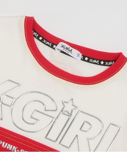 X-girl Stages（エックスガールステージス）の「メタリックロゴ配色半袖Tシャツ（Tシャツ/カットソー・キッズ・ブラック/パープル/レッド・80ｃｍ/90cm/110cm/100cm/120cm/130cm/140cm）」の6枚目の写真