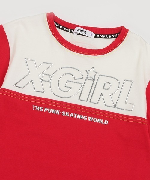 X-girl Stages（エックスガールステージス）の「メタリックロゴ配色半袖Tシャツ（Tシャツ/カットソー・キッズ・ブラック/パープル/レッド・80ｃｍ/90cm/110cm/100cm/120cm/130cm/140cm）」の7枚目の写真