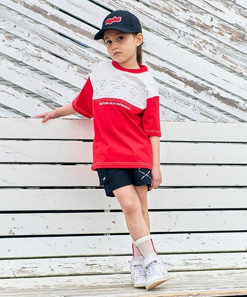 X-girl Stages（エックスガールステージス）の「メタリックロゴ配色半袖Tシャツ（Tシャツ/カットソー・キッズ・ブラック/パープル/レッド・80ｃｍ/90cm/110cm/100cm/120cm/130cm/140cm）」の18枚目の写真