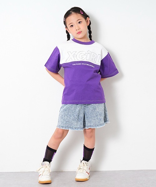 X-girl Stages（エックスガールステージス）の「メタリックロゴ配色半袖Tシャツ（Tシャツ/カットソー・キッズ・ブラック/パープル/レッド・80ｃｍ/90cm/110cm/100cm/120cm/130cm/140cm）」の21枚目の写真