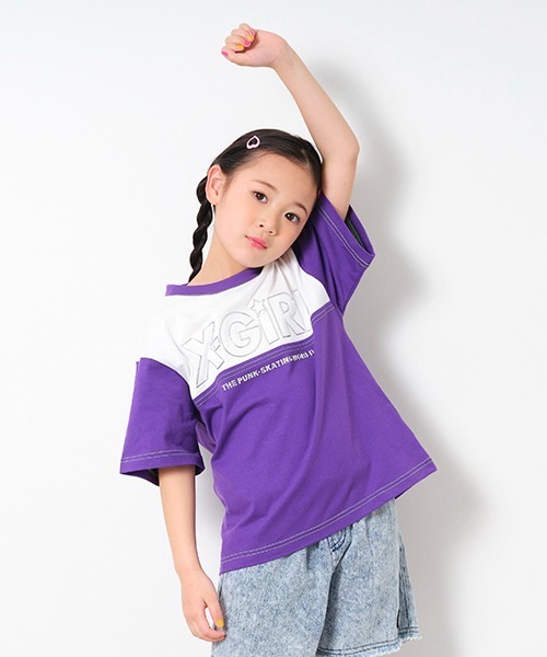 X-girl Stages（エックスガールステージス）の「メタリックロゴ配色半袖Tシャツ（Tシャツ/カットソー・キッズ・ブラック/パープル/レッド・80ｃｍ/90cm/110cm/100cm/120cm/130cm/140cm）」の19枚目の写真
