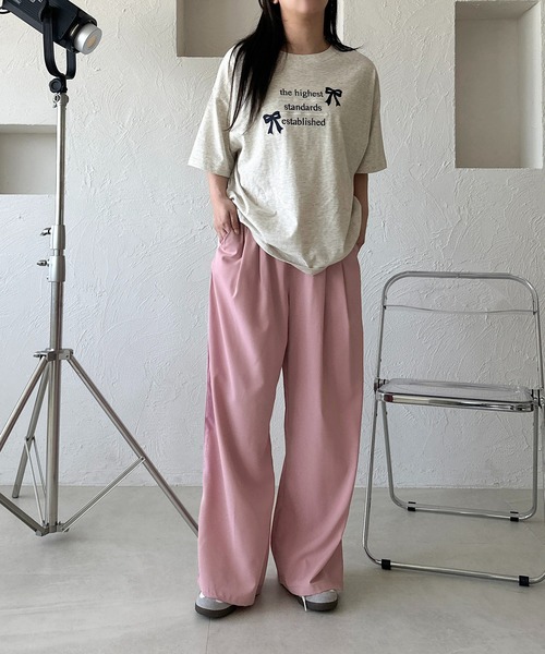 apres jour mignon（アプレジュールミニョン）の「スラックスパンツ【ZOZOTOWN限定アイテム】（スラックス・レディース・オフホワイト/チャコールグレー/ブルー系その他/イエロー/パープル/ブラック/ピンク・MEDIUM/X-LARGE/SMALL）」の7枚目の写真