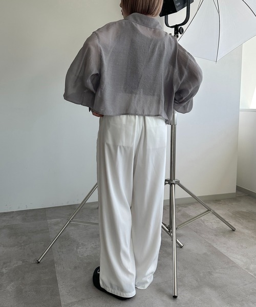 apres jour mignon（アプレジュールミニョン）の「スラックスパンツ【ZOZOTOWN限定アイテム】（スラックス・レディース・オフホワイト/チャコールグレー/ブルー系その他/イエロー/パープル/ブラック/ピンク・MEDIUM/X-LARGE/SMALL）」の14枚目の写真