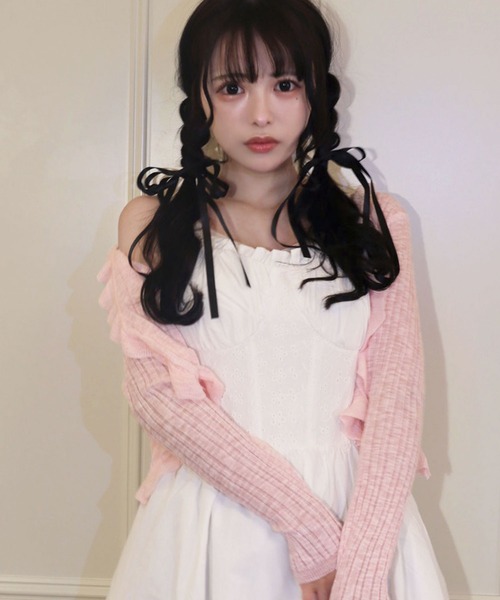 titty＆Co. PETIT（ティティアンドコープティ）の「シアーフリルカーディガン（カーディガン/ボレロ・レディース・ブラック/ホワイト/ブルー/ピンク/イエロー・FREE）」の5枚目の写真