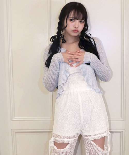 titty＆Co. PETIT（ティティアンドコープティ）の「シアーフリルカーディガン（カーディガン/ボレロ・レディース・ブラック/ホワイト/ブルー/ピンク/イエロー・FREE）」の12枚目の写真