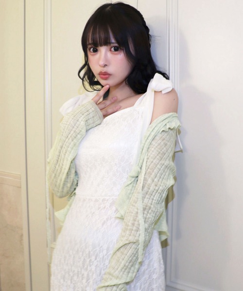 titty＆Co. PETIT（ティティアンドコープティ）の「シアーフリルカーディガン（カーディガン/ボレロ・レディース・ブラック/ホワイト/ブルー/ピンク/イエロー・FREE）」の14枚目の写真