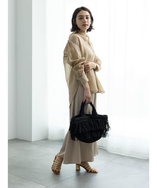 Te chichi（テチチ）の「ペーパーフリンジトートバッグ（ハンドバッグ・レディース・ブラック・F）」の2枚目の写真