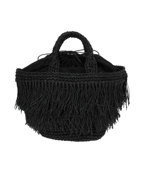 Te chichi（テチチ）の「ペーパーフリンジトートバッグ（ハンドバッグ・レディース・ブラック・F）」の4枚目の写真