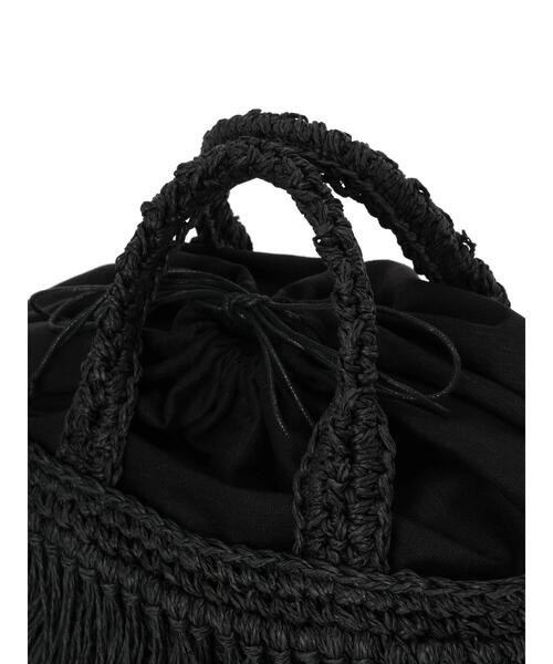 Te chichi（テチチ）の「ペーパーフリンジトートバッグ（ハンドバッグ・レディース・ブラック・F）」の7枚目の写真