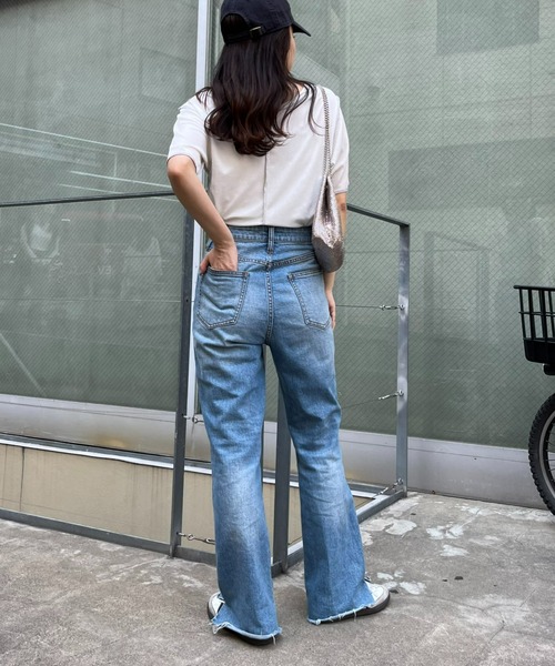 CIAOPANIC TYPY（チャオパニックティピー）の「配色ステッチスラブシアー半袖TEE（Tシャツ/カットソー・レディース・オレンジ/オフホワイト/グレー/ブラック/ミント・ONE SIZE）」の17枚目の写真