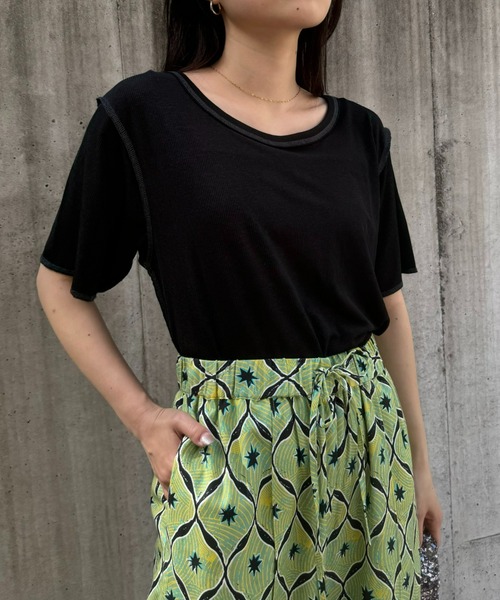 CIAOPANIC TYPY（チャオパニックティピー）の「配色ステッチスラブシアー半袖TEE（Tシャツ/カットソー・レディース・オレンジ/オフホワイト/グレー/ブラック/ミント・ONE SIZE）」の20枚目の写真