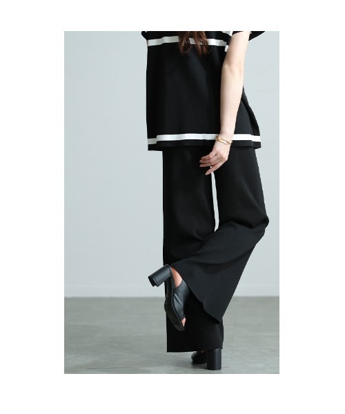 Sawa a la mode（サワアラモード）の「切替ボーダーセットアップ（ニット/セーター・レディース・ブラック/ベージュ・FREE）」の5枚目の写真