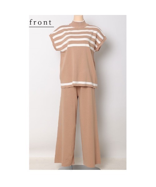 Sawa a la mode（サワアラモード）の「切替ボーダーセットアップ（ニット/セーター・レディース・ブラック/ベージュ・FREE）」の18枚目の写真