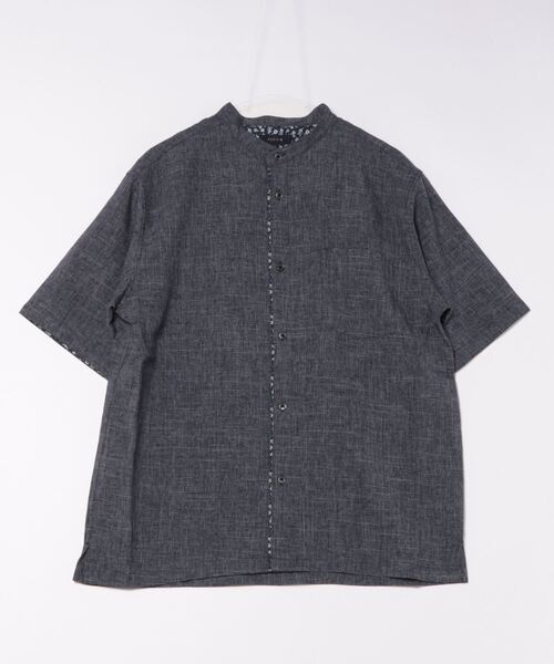 TAKA-Q(タカキュー)の「シャツ メンズ 半袖 吸水速乾 麻調 バンドカラー ややゆったり ルーズフィット テックリネン(シャツ/ブラウス・メンズ・ライトグレー/ベージュ/ネイビー・LARGE/X-LARGE/MEDIUM)」の15枚目の写真