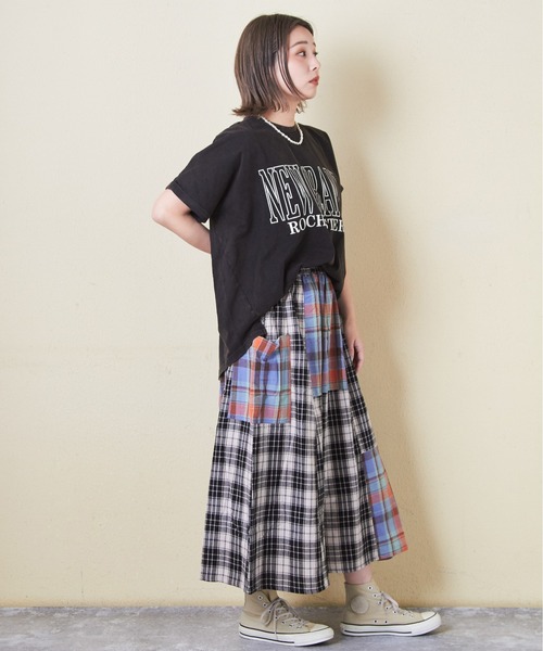 CUBE SUGAR(キューブシュガー)の「先染めチェック切替ギャザースカート(スカート・レディース・イエロー系その他/ブラウン系その他/オレンジ系その他・M)」の8枚目の写真