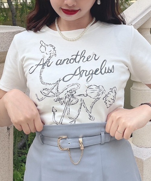 an another angelus(アンアナザーアンジェラス)の「パリジェンヌアソートプリントT/ananotherangelus(Tシャツ/カットソー・レディース・ブラック/レッド/ホワイト×ブラック・FREE)」の1枚目の写真