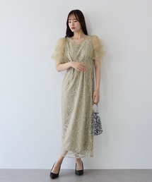 刺繍チュールIラインパーティードレス結婚式 成人式 二次会 同窓会 セレモニー パーティードレス オケージョンドレス お呼ばれ 20代 30代