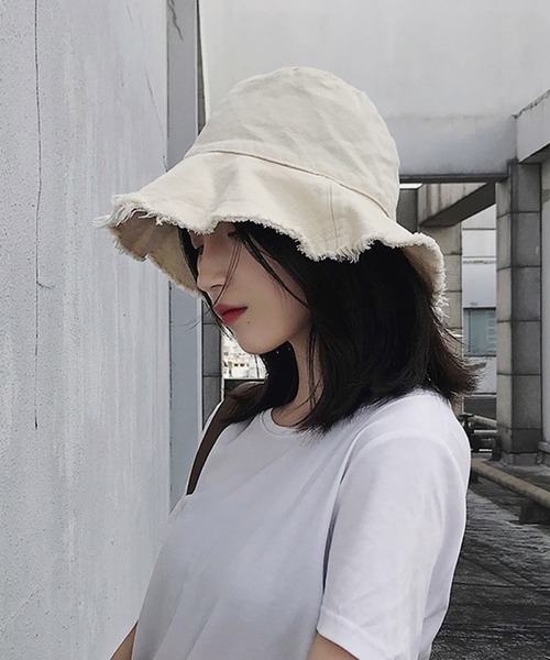 TONE SELECT GOODS(トーンセレクトグッズ)の「pur chouchou/フリンジバケットハット P4268(ハット・レディース・アイボリー/ブラック・FREE)」の3枚目の写真