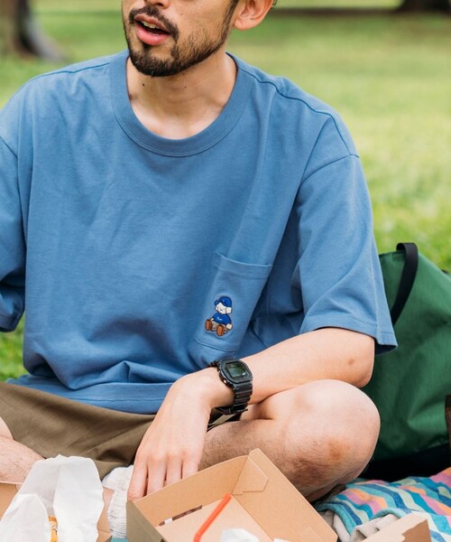 FREAK'S STORE（フリークスストア）の「tombonia/トムボニア 別注 キャップ刺繍 クルーネック ポケットTシャツ（Tシャツ/カットソー・メンズ・ホワイト/チャコールグレー/グレー/ブルー・MEDIUM/LARGE）」の4枚目の写真