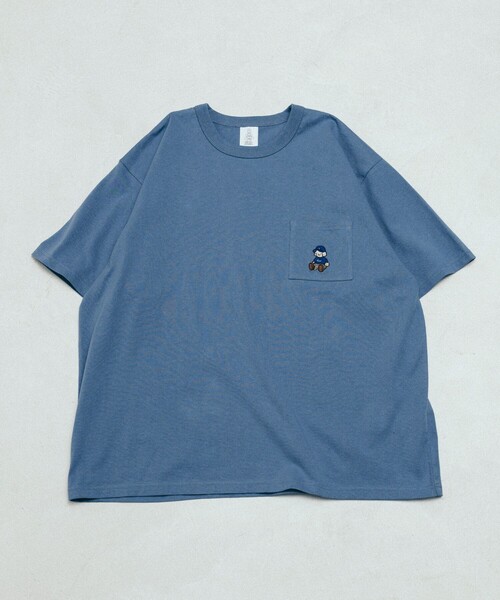 FREAK'S STORE（フリークスストア）の「tombonia/トムボニア 別注 キャップ刺繍 クルーネック ポケットTシャツ（Tシャツ/カットソー・メンズ・ホワイト/チャコールグレー/グレー/ブルー・MEDIUM/LARGE）」の10枚目の写真