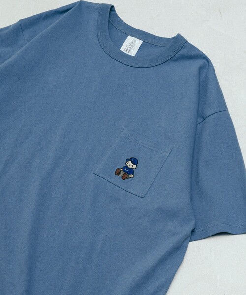 FREAK'S STORE（フリークスストア）の「tombonia/トムボニア 別注 キャップ刺繍 クルーネック ポケットTシャツ（Tシャツ/カットソー・メンズ・ホワイト/チャコールグレー/グレー/ブルー・MEDIUM/LARGE）」の9枚目の写真