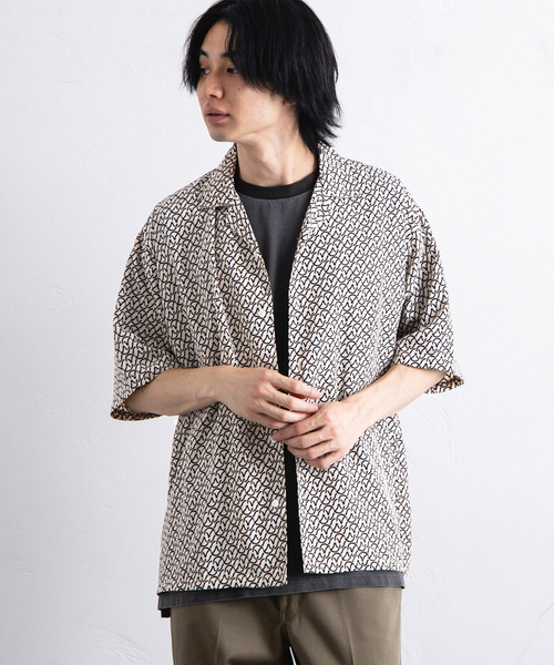 417 EDIFICE(フォーワンセブンエディフィス)の「プリントパターンオープンカラーシャツ(シャツ/ブラウス・メンズ・ブラック/ホワイト/ネイビー・MEDIUM/LARGE)」の7枚目の写真