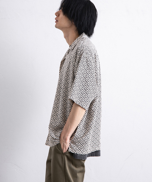 417 EDIFICE(フォーワンセブンエディフィス)の「プリントパターンオープンカラーシャツ(シャツ/ブラウス・メンズ・ブラック/ホワイト/ネイビー・MEDIUM/LARGE)」の6枚目の写真